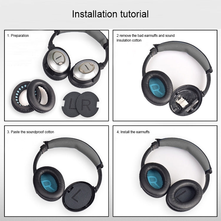 2 PCS Headset Sponge Cover For BOSE QC15 / QC3 / QC2 / QC25 / AE2 / AE2i, Print Color + Blue LR, White + Blue LR, Print Color + Black, Black + Black, White + Black, Print Color + Gray, Khaki  + Gray, Coffee  + Gray, White  + Gray, Gray  + Gray���������...