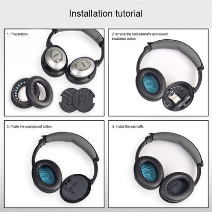 2 PCS Headset Sponge Cover For BOSE QC15 / QC2 / QC25 / AE2 / AE2i, Print Color + Blue LR, White + Blue LR, Print Color + Black, Black + Black, White + Black, Print Color + Gray, Khaki  + Gray, Coffee  + Gray, White  + Gray, Gray  + Gray               ...