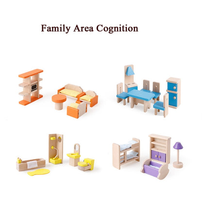 Onshine Pretend Play Scene DIY Role Playing Wooden Furniture Accessories, Style:, Family Doll, Master Bedroom, Children Room, Bathroom, Kitchen, Living Room