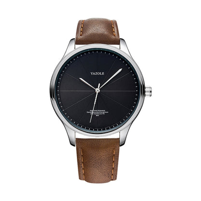 YAZOLE 503 Simple Line Pattern Dial Men Quartz Watch, Silver Shell Black Tray Black Belt, Silver Shell White Tray Black Belt, Silver Shell Black Tray Brown Belt, Silver Shell White Tray Brown Belt, Black Shell Black Tray Black Belt                     ...