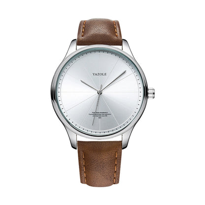 YAZOLE 503 Simple Line Pattern Dial Men Quartz Watch, Silver Shell Black Tray Black Belt, Silver Shell White Tray Black Belt, Silver Shell Black Tray Brown Belt, Silver Shell White Tray Brown Belt, Black Shell Black Tray Black Belt                     ...