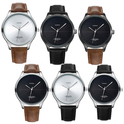 YAZOLE 503 Simple Line Pattern Dial Men Quartz Watch, Silver Shell Black Tray Black Belt, Silver Shell White Tray Black Belt, Silver Shell Black Tray Brown Belt, Silver Shell White Tray Brown Belt, Black Shell Black Tray Black Belt                     ...