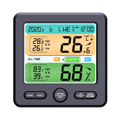 Indoor Color Digital Display Thermometer & Hygrometer Household Large-Screen Electronic Clock, TS-6211-W, TS-6211-B