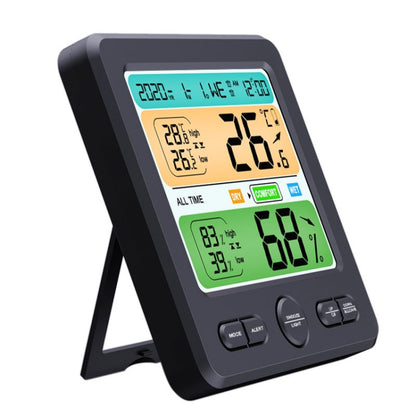 Indoor Color Digital Display Thermometer & Hygrometer Household Large-Screen Electronic Clock, TS-6211-W, TS-6211-B