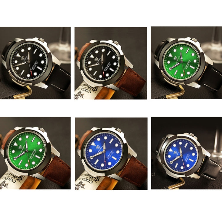 YAZOLE 372 Montre de sport homme Lumineuse Simple Montre à quartz, Cadran noir Bracelet noir, Cadran noir Bracelet marron, Cadran bleu Bracelet noir, Cadran bleu Bracelet marron, Cadran vert Bracelet noir, Cadran vert Bracelet marron
