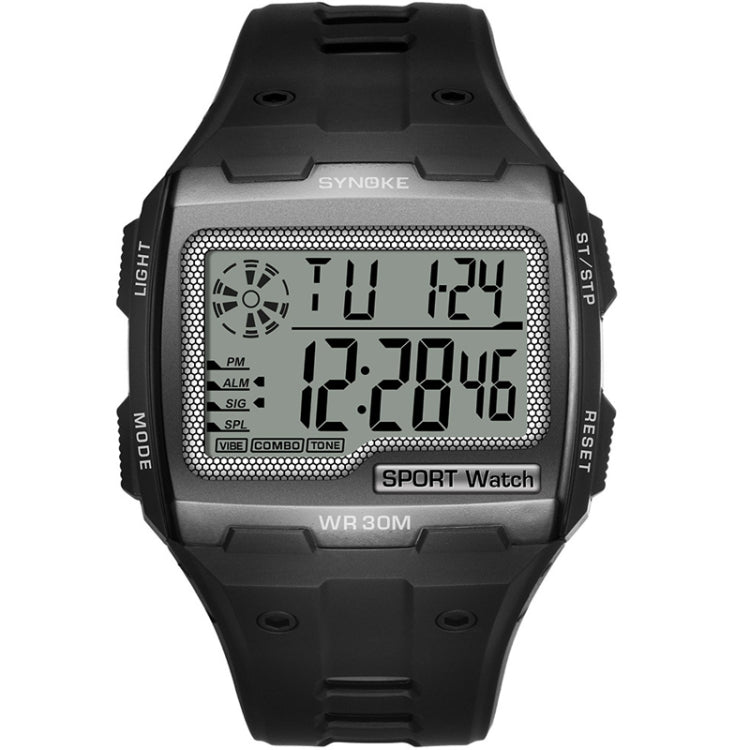 SYNOKE Montre numérique de sport pour homme, multifonctionnelle, lumineuse, avec affichage carré, Noir, Or, Argent, Bleu lac