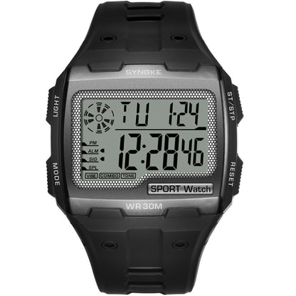 SYNOKE Montre numérique de sport pour homme, multifonctionnelle, lumineuse, avec affichage carré, Noir, Or, Argent, Bleu lac