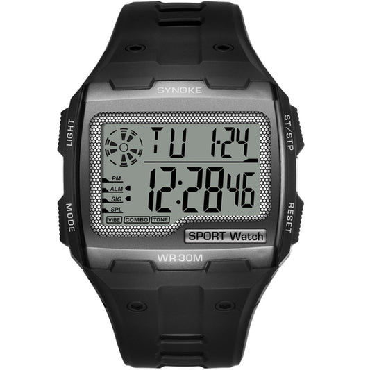 SYNOKE Square Sarge Screen Display Luminous Multifunctional Outdoor Men Sports Watch Digital Watch, Black, Gold, Silver, Lake Blue
