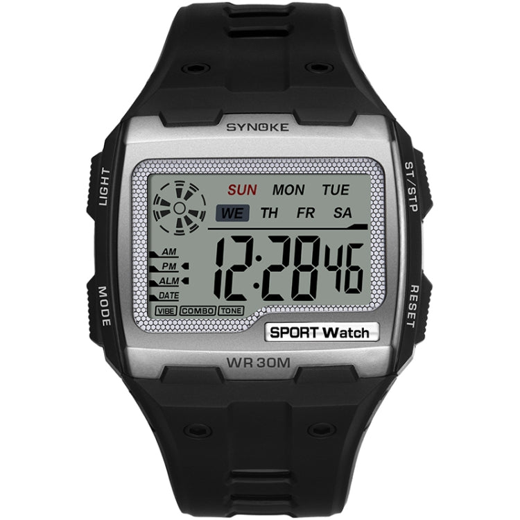 SYNOKE Montre numérique de sport pour homme, multifonctionnelle, lumineuse, avec affichage carré, Noir, Or, Argent, Bleu lac