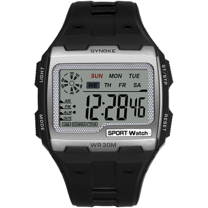 SYNOKE Montre numérique de sport pour homme, multifonctionnelle, lumineuse, avec affichage carré, Noir, Or, Argent, Bleu lac