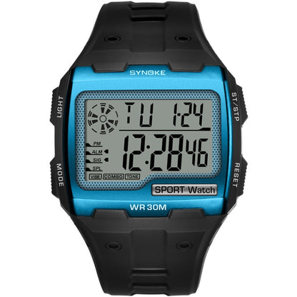 SYNOKE Montre numérique de sport pour homme, multifonctionnelle, lumineuse, avec affichage carré, Noir, Or, Argent, Bleu lac
