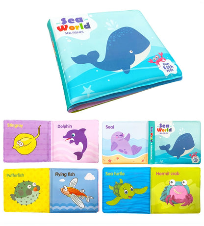 3 PCS EVA Fun Bath Book For Infants Children Playing In Water Early Education Cloth Book Bath Toy, Happy Farm, Numbers Learning, Water Sports, Underwater World, Animal World, Dinosaur World, Transportation, Little Penguin, Seabed Fish