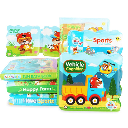 3 PCS EVA Fun Bath Book For Infants Children Playing In Water Early Education Cloth Book Bath Toy, Happy Farm, Numbers Learning, Water Sports, Underwater World, Animal World, Dinosaur World, Transportation, Little Penguin, Seabed Fish