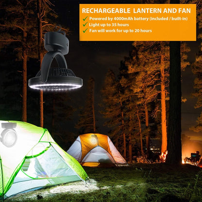 Ventilateur de camping extérieur USB multifonction YQ-8004 avec éclairage LED
