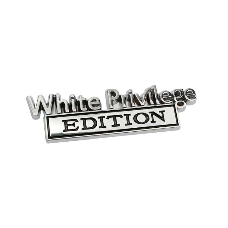2 PCS Voiture Métal Feuille Planche Logo de Voiture Blanc Privilege Edition Modifié Voiture Corps Autocollant Signe, White Privilege