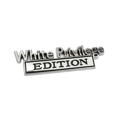 2 PCS Voiture Métal Feuille Planche Logo de Voiture Blanc Privilege Edition Modifié Voiture Corps Autocollant Signe, White Privilege