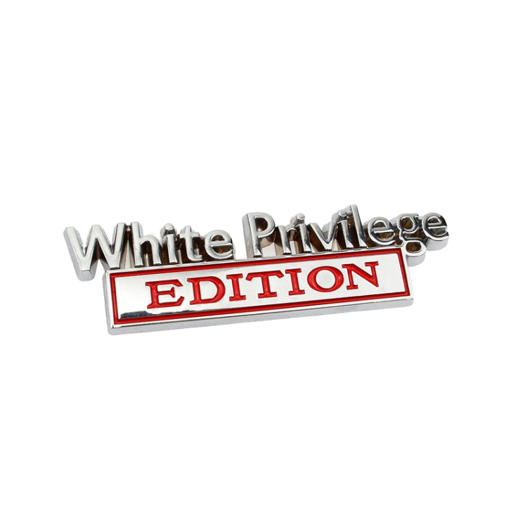 2 PCS Voiture Métal Feuille Planche Logo de Voiture Blanc Privilege Edition Modifié Voiture Corps Autocollant Signe, White Privilege