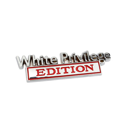 2 PCS Voiture Métal Feuille Planche Logo de Voiture Blanc Privilege Edition Modifié Voiture Corps Autocollant Signe, White Privilege