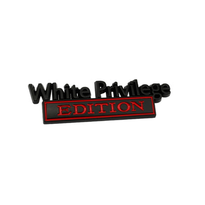 2 PCS Voiture Métal Feuille Planche Logo de Voiture Blanc Privilege Edition Modifié Voiture Corps Autocollant Signe, White Privilege