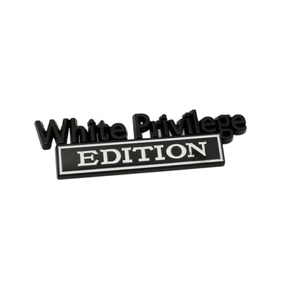 2 PCS Voiture Métal Feuille Planche Logo de Voiture Blanc Privilege Edition Modifié Voiture Corps Autocollant Signe, White Privilege