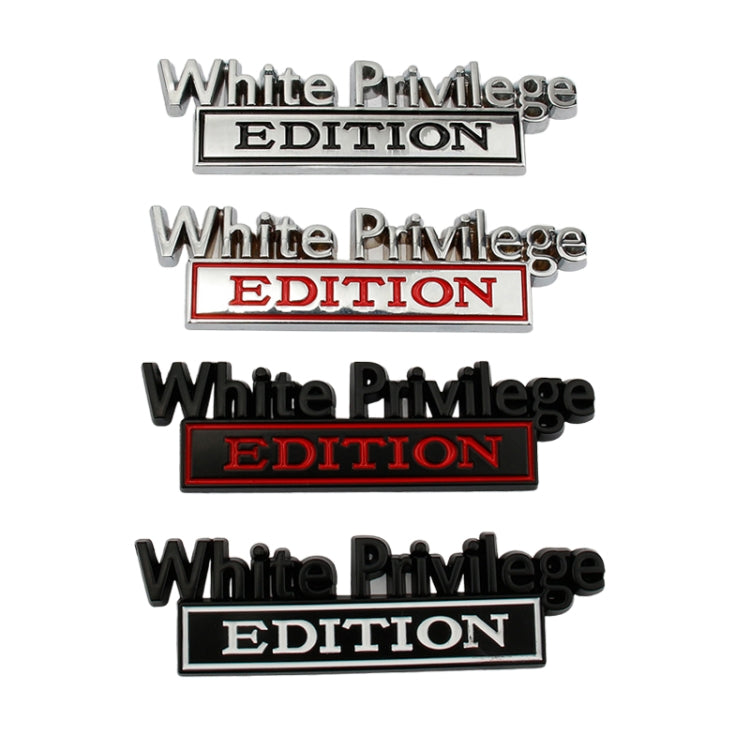 2 PCS Voiture Métal Feuille Planche Logo de Voiture Blanc Privilege Edition Modifié Voiture Corps Autocollant Signe, White Privilege