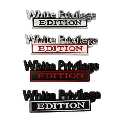 2 PCS Voiture Métal Feuille Planche Logo de Voiture Blanc Privilege Edition Modifié Voiture Corps Autocollant Signe, White Privilege