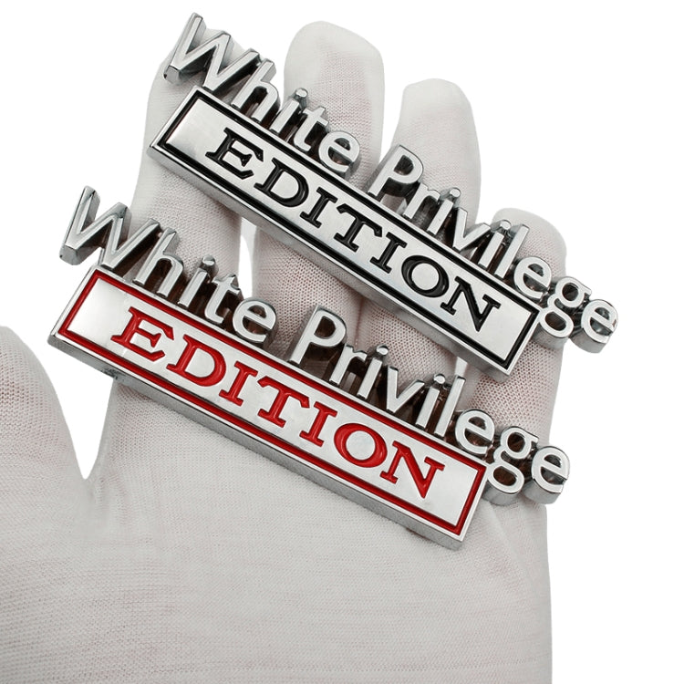 2 PCS Voiture Métal Feuille Planche Logo de Voiture Blanc Privilege Edition Modifié Voiture Corps Autocollant Signe, White Privilege