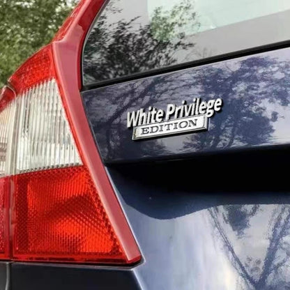2 PCS Voiture Métal Feuille Planche Logo de Voiture Blanc Privilege Edition Modifié Voiture Corps Autocollant Signe, White Privilege