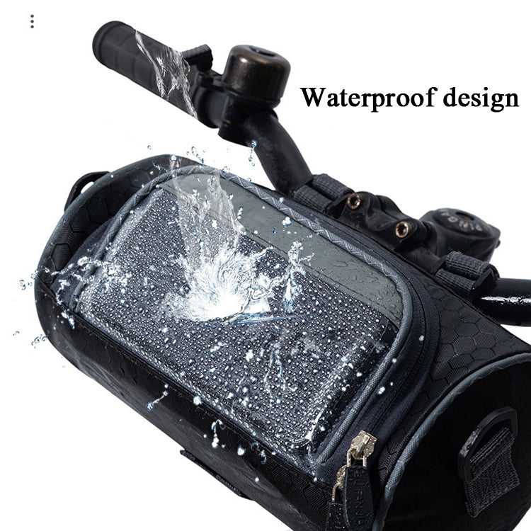 Outdoor Sports Bicycle Bag Front Beam Bag Bicycle Head Bag Large Capacity Touch Screen Waterproof Cylindrical Riding Bag, 22cm x 12.5cm