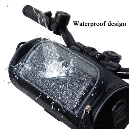Outdoor Sports Bicycle Bag Front Beam Bag Bicycle Head Bag Large Capacity Touch Screen Waterproof Cylindrical Riding Bag, 22cm x 12.5cm