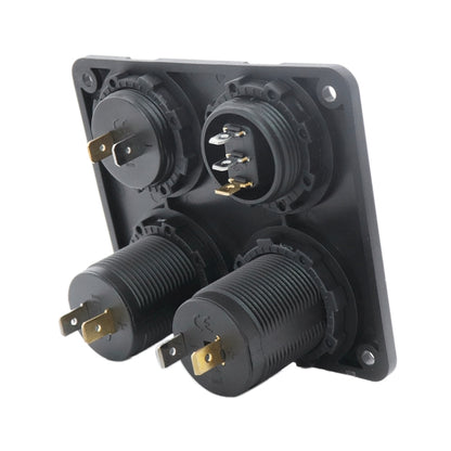 Automobile Motorcycle Ship Modified Universal Dual USB Socket Voltage Measuring Machine Switch 4 In 1 Combined Panel, P15+D3+Y2+K5