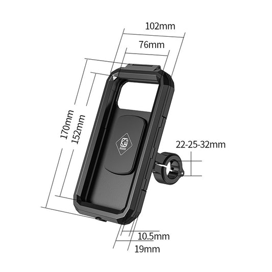 Kewig Boîte Étanche Vélo Moto Support Téléphone Portable Support Fixe de Téléphone Portable Tactile pour Vélo, Installation Petit Guidon, Installation Grand Guidon