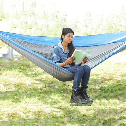 Outdoor Hammock Nylon Parachute Cloth Travel Camping Swing, Style:, 2.7m x 1.4m (Black+Gray), 3m x 2m (Black+Gray), 2.7m x 1.4m (Black+Red), 3m x 2m (Black+Red), 2.7m x 1.4m (Red+Sky Blue), 3m x 2m (Red+Sky Blue), 2.7m x 1.4m (Royal Blue+Dark Gray)    ...