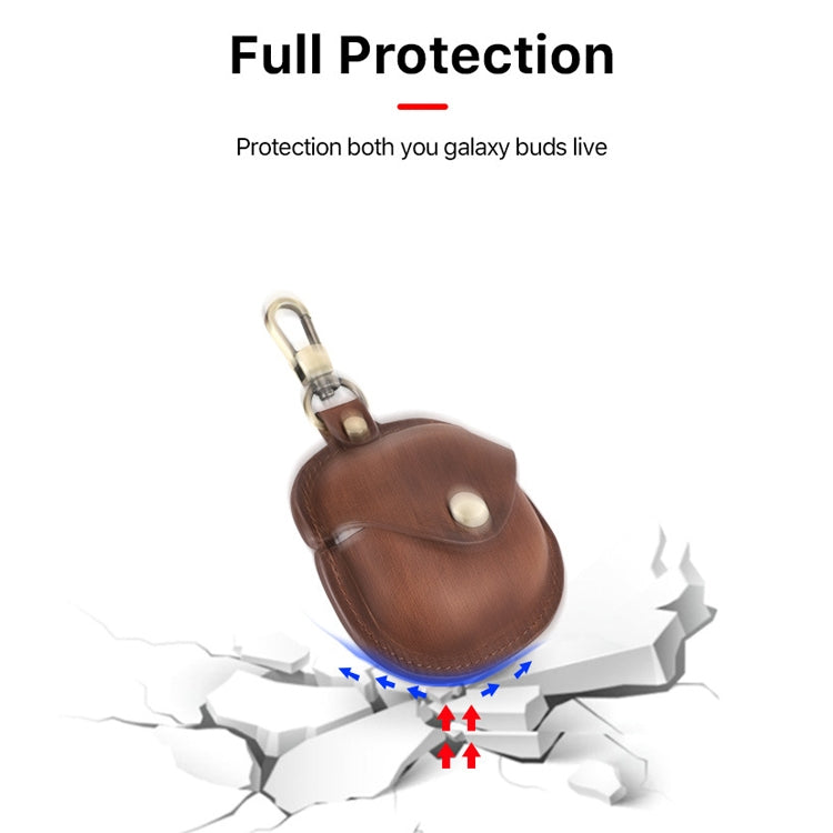 CONTACTS FAMILY CF1119 Pro For Galaxy Buds Pro Crazy Horse Texture Clamshell Earphone Protective Leather Case with Hook