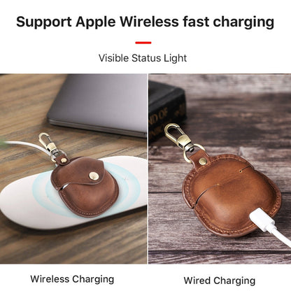 CONTACTS FAMILY CF1119 Pro For Galaxy Buds Pro Crazy Horse Texture Clamshell Earphone Protective Leather Case with Hook