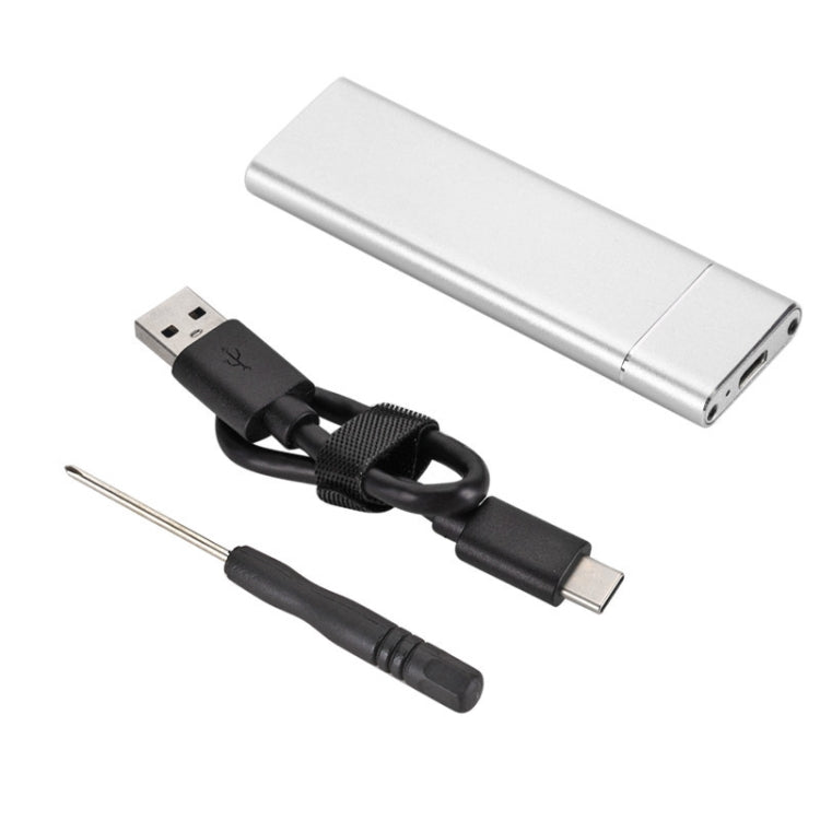 F018C M.2 NGFF To USB3.1 SSD Solid Aluminum Type-C Mobile Hard Drive Enclosure, Black, Silver