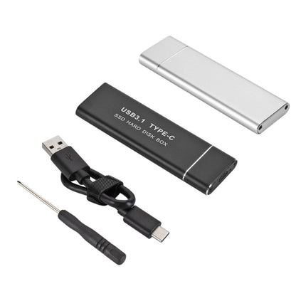 F018C M.2 NGFF To USB3.1 SSD Solid Aluminum Type-C Mobile Hard Drive Enclosure, Black, Silver