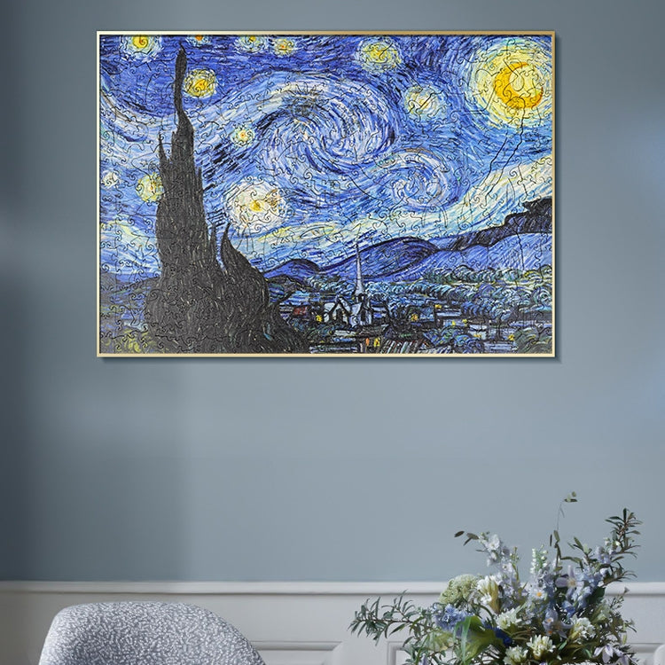 Puzzle en Bois Irrégulier Adulte Grande Difficulté Cadeau Créatif, La Nuit Étoilée