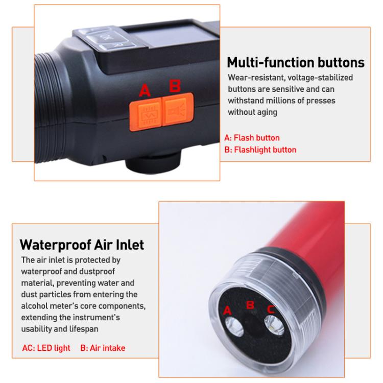 Cheetah No. 1 Alcohol Tester Blowing Baton Alcohol Tester With Flashlight Function，CN Plug, With Flashlight Function, CN Plug, With Flashlight Function, EU Plug