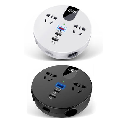 QC3.0 Car 12V 24V To 110V 220V Multi-function Inverter, White Round, Black Round