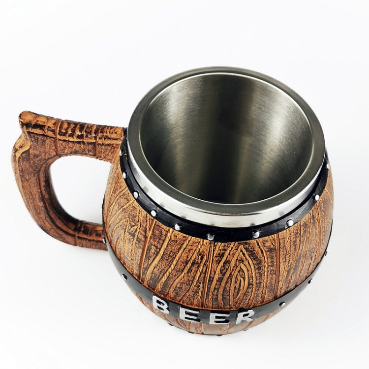 Stainless Steel Wooden Barrel Beer Mug Large Capacity Wine Barrel Cup Personalized Bar Supplies