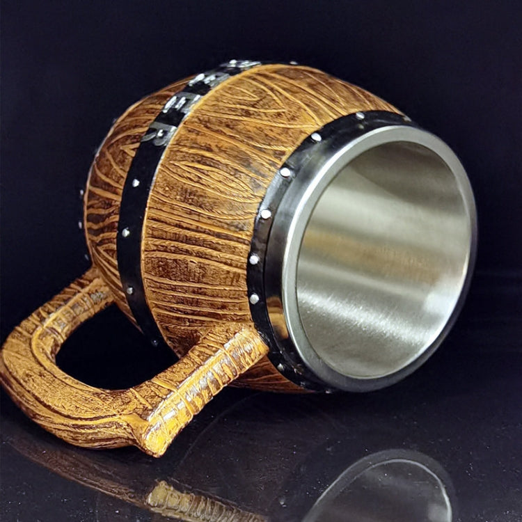 Stainless Steel Wooden Barrel Beer Mug Large Capacity Wine Barrel Cup Personalized Bar Supplies