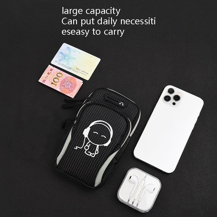 2 PCS Running Mobile Phone Arm Bag Sports Wrist Bag Universal For Mobile Phones Within 6 Inche, Black, Black Doll, Gray, Gray Doll, Green, Green Doll, Pink