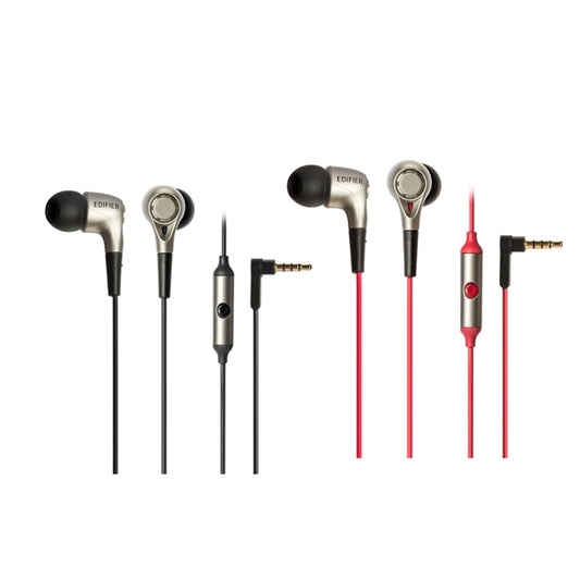 Edifier H230P In-Ear Subwoofer 3.5mm Wire-Controlled Sports Earphone With Microphone, Cable Length:1.3m, Black, Red