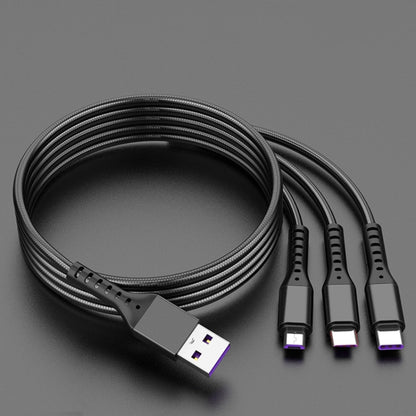 2 PCS ZZ034 USB To 8 Pin + USB-C / Type-C + Micro USB 3 In 1 Fast Charging Cable, Style:, 5A Super Fast-Black, Mini-Silver, Mini-Red, Mini-Blue, Mini-Black