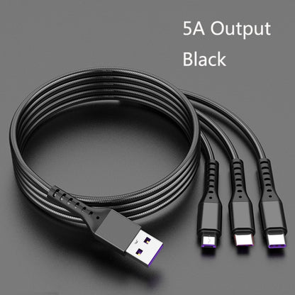 2 PCS ZZ034 USB To 8 Pin + USB-C / Type-C + Micro USB 3 In 1 Fast Charging Cable, Style:, 5A Super Fast-Black, Mini-Silver, Mini-Red, Mini-Blue, Mini-Black