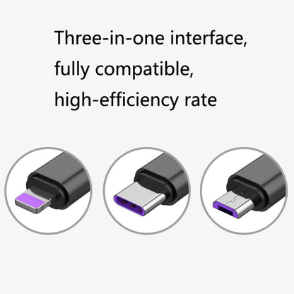 2 PCS ZZ034 USB To 8 Pin + USB-C / Type-C + Micro USB 3 In 1 Fast Charging Cable, Style:, 5A Super Fast-Black, Mini-Silver, Mini-Red, Mini-Blue, Mini-Black