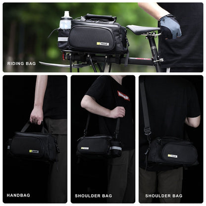 Rhinowalk Riding Equipment Bicycle Rear Bag, RK6200B Matt Black, RK6201B Full black