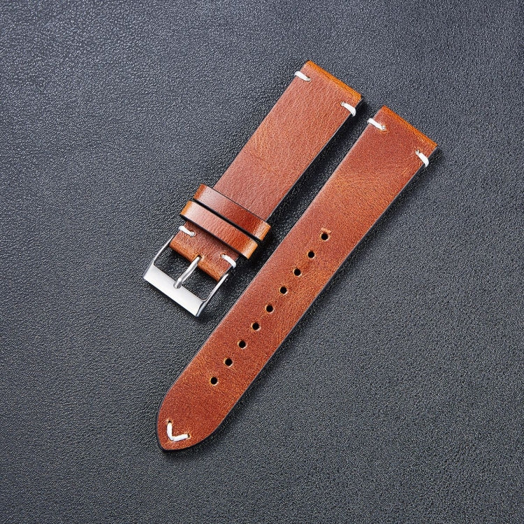 HB001 Color-Changing  Retro Oil Wax Leather Ultra-Thin Universal Watch Strap, 20mm, 22mm