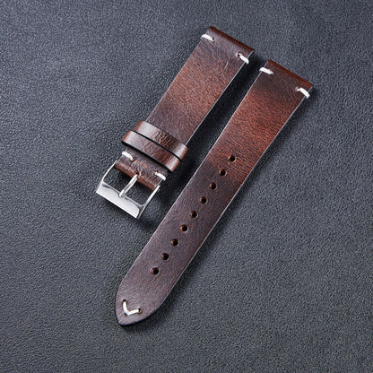 HB001 Color-Changing  Retro Oil Wax Leather Ultra-Thin Universal Watch Strap, 20mm, 22mm